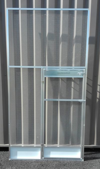 Panneau de volière aluminium avec porte, protection basse et plateau tournant
